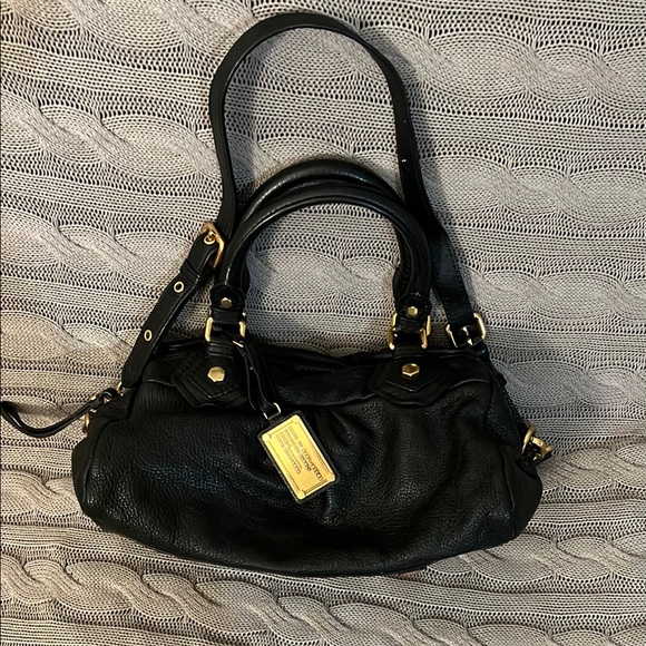 Marc By Marc Jacobs Handbags - Marc By Marc Jacobs Black and Gold Shoulder Bag with Hobo Silhouette